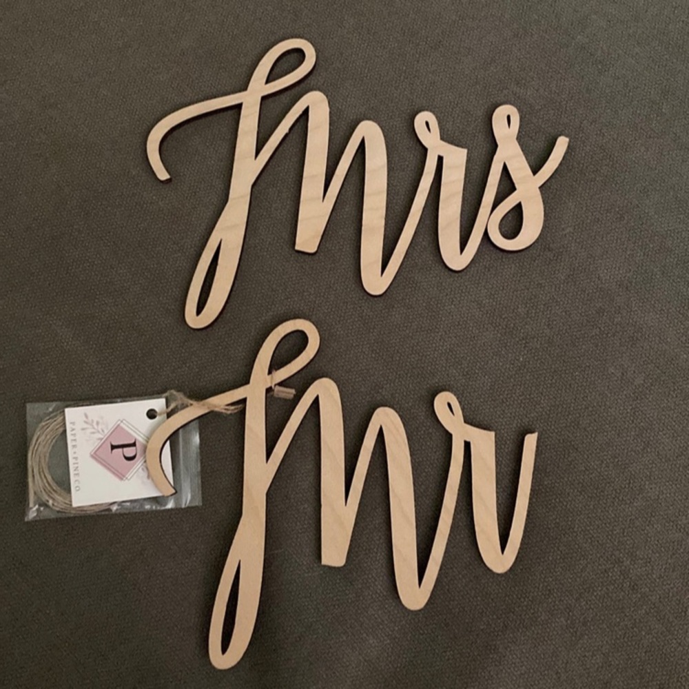 Mr. and Mrs. wooden wedding cutouts